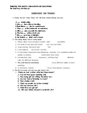 Exercises on tenses